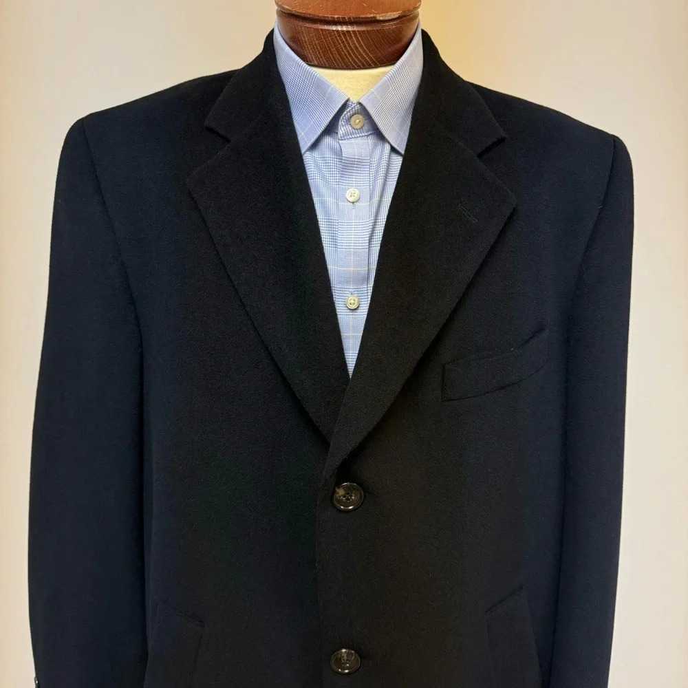 Cezani Black Wool Long Coat Peacoat 44L